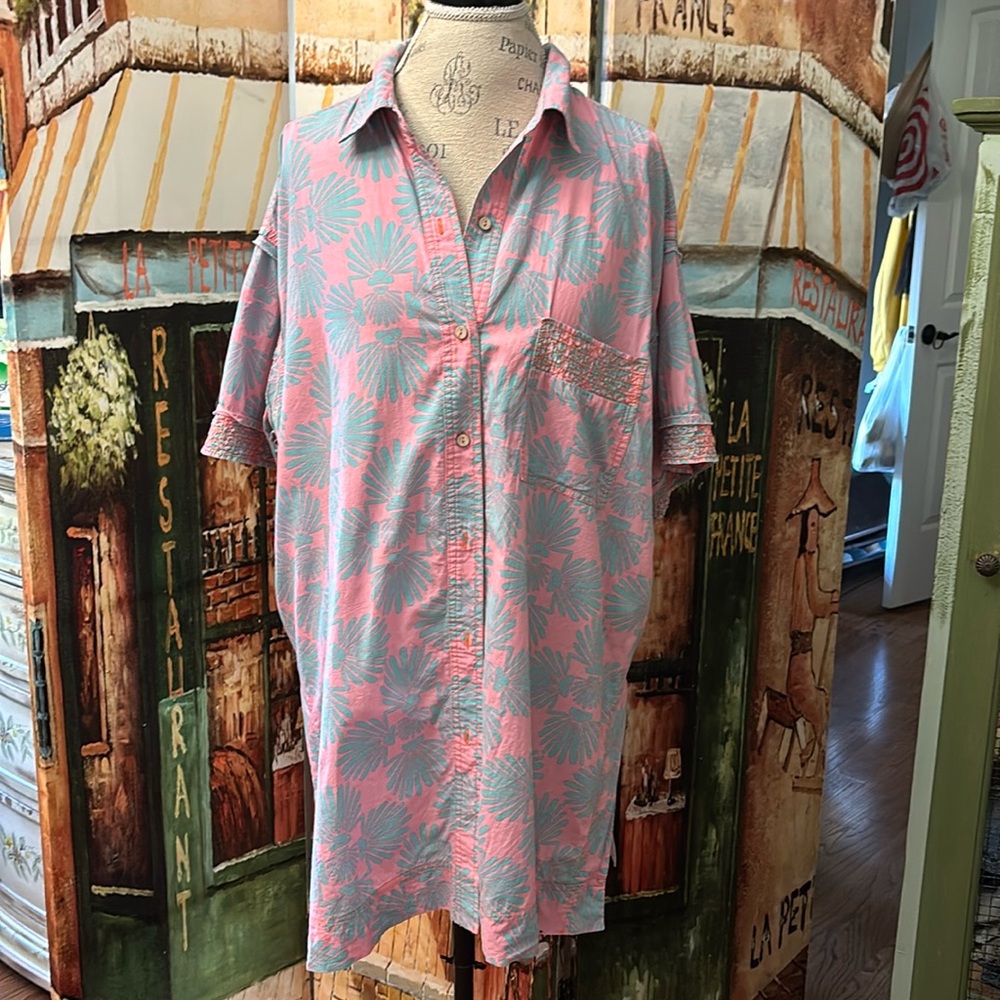 Free People “Intimately” Beach Party Vacay Shirt, Miami Combo, Size Medium